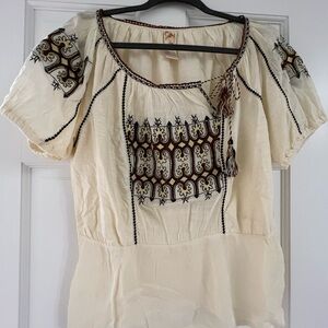 Cream and Brown Women's Top